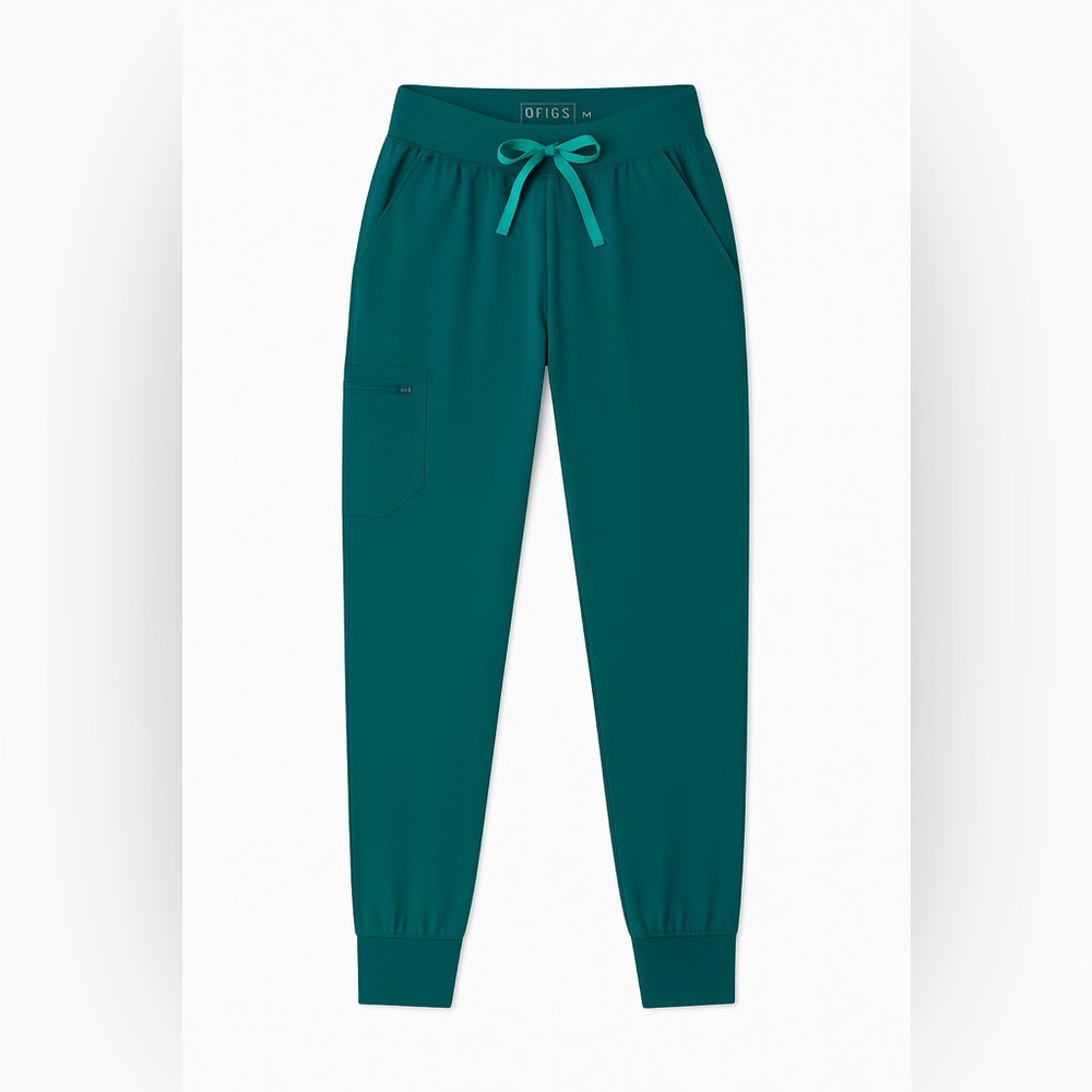 Figs Women's Jogger Scrub Pants in Teal with Mint Drawstring